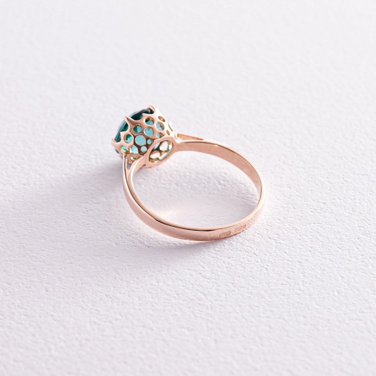 Каблучка в червоному золоті (зелений кварц) к4748кв від ювелірного магазину Онікс - 4