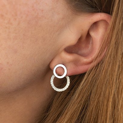 Сережки - джекети "Sophia" у білому золоті (фіаніти) с09094