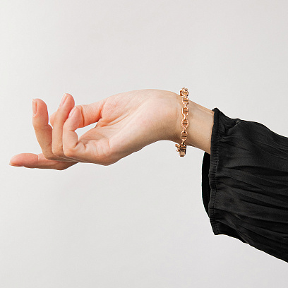 Жесткий браслет "Helen" в красном золоте б05756 №7