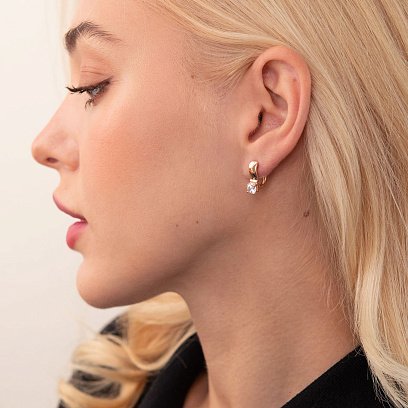 Золоті сережки з фіанітами с06588 №2