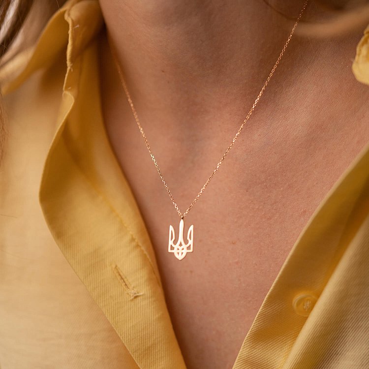 Колье "Герб Украины - Тризуб" в красном золоте (большой) кол02414 от ювелирного магазина Оникс - 4