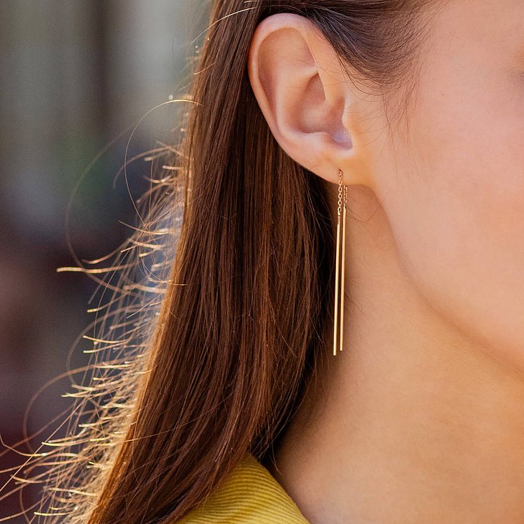 Серьги - протяжки в желтом золоте с07908 от ювелирного магазина Оникс - 1