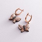 Золоті сережки "Метелики" (фіаніт) с05927 от ювелирного магазина Оникс