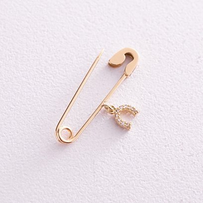 Золотая булавка "Подкова" (фианиты) зак00336 №3