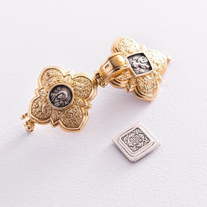 Серебряный мощевик с позолотой 132355 №10