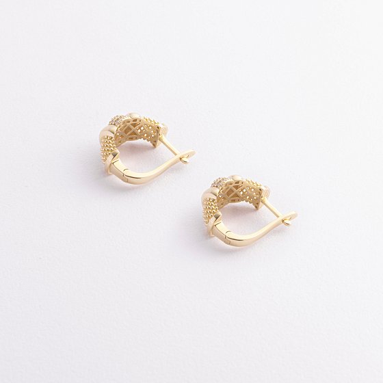 Серьги "Marie" в желтом золоте (фианиты) с09407 №3