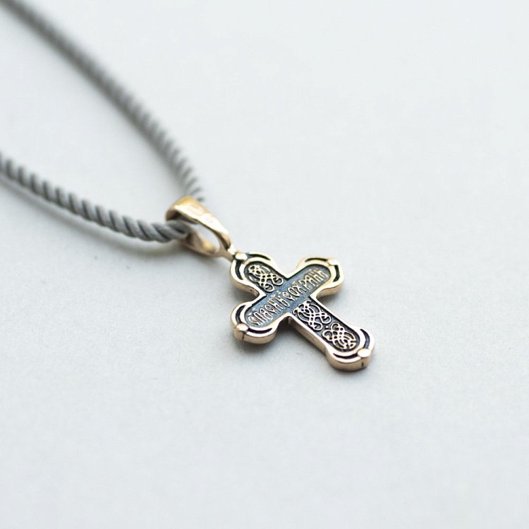 Золотой крестик с распятием (чернение) п02992 от ювелирного магазина Оникс - 4