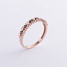 Золотое кольцо "Сердечки" с черными фианитами к07046 от ювелирного магазина Оникс - 2