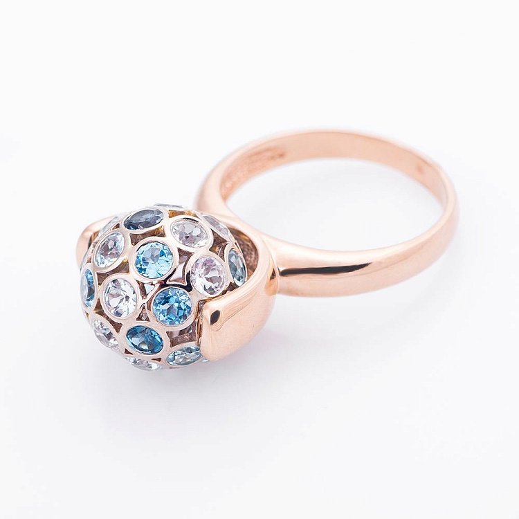 Золотое кольцо "Шар" с топазами 02-1270.0.4240 от ювелирного магазина Оникс - 1