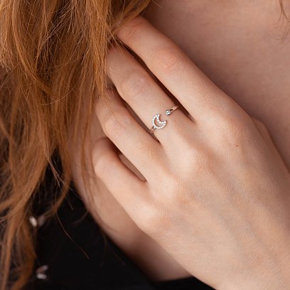 Золотое кольцо "Луна" с бриллиантами 27441121 №6