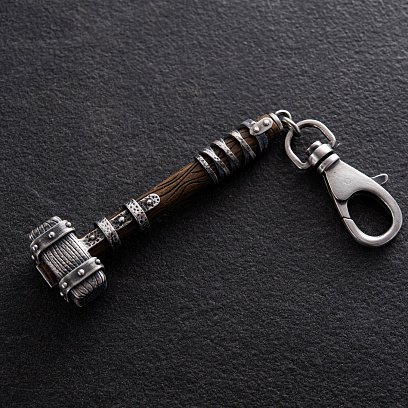 Срібний брелок "Молот вікінга" з ебеном 1116