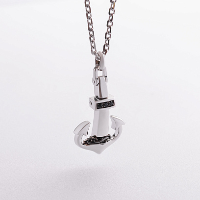 Мужское серебряное колье "Якорь" Zancan EXC467-B №2