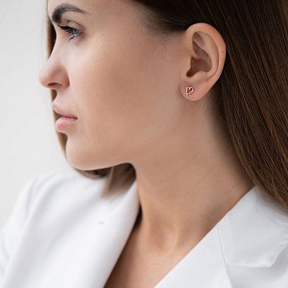 Сережки - клаймбери "Сердечки" в червоному золоті с07104 №2