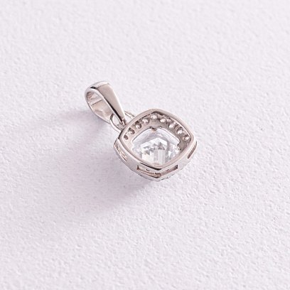 Срібна підвіска з білими фіанітами 133108 №3