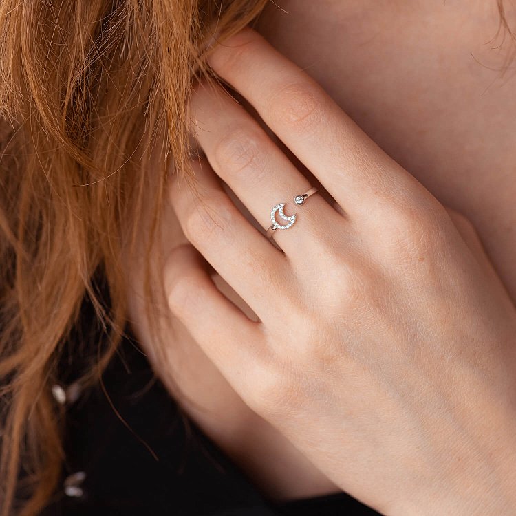 Золотое кольцо "Луна" с бриллиантами 27441121 от ювелирного магазина Оникс - 6