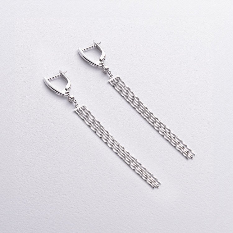 Срібні сережки з ланцюжками (фіаніти) 123442 від ювелірного магазину Онікс - 2