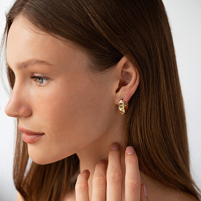 Сережки - кільця "Luisa" у жовтому золоті с09158 №8