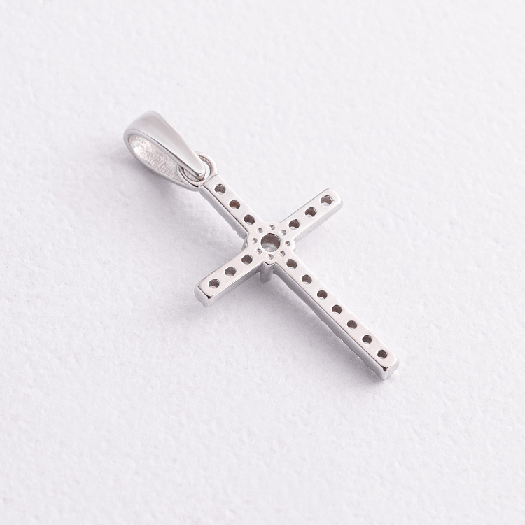 Хрестик у білому золоті (фіаніти) п04055 від ювелірного магазину Онікс - 1