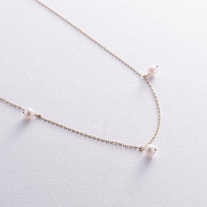 Колье с жемчугом (желтое золото) кол02397 №3