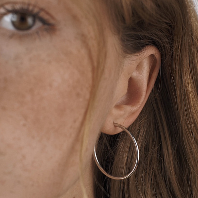 Серьги - кольца в белом золоте (3.1 см) с08531