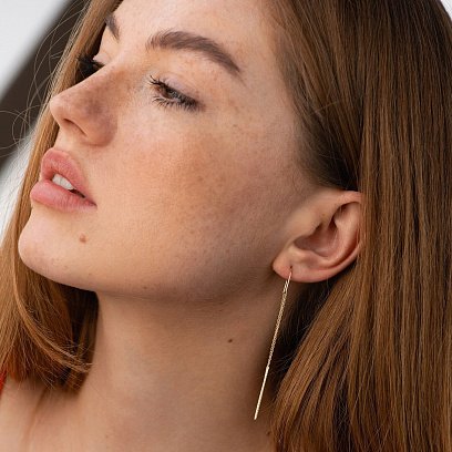 Серьги - протяжки в желтом золоте с07111 №2