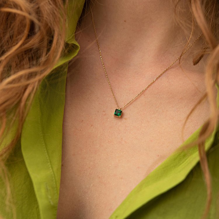 Золоте кольє "Альма" (зелений фіаніт) кол02368 від ювелірного магазину Онікс - 7