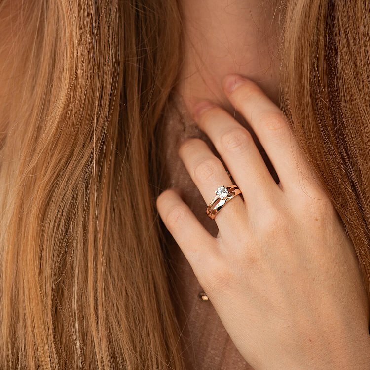 Заручальна золота каблучка з фіанітом к06433 від ювелірного магазину Онікс - 5