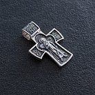 Серебряный крест "Распятие Христово. Ангел Хранитель"  с чернением 132566 от ювелирного магазина Оникс - 4