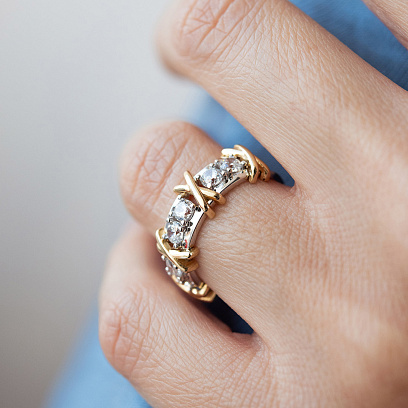 Каблучка "Rosie" з фіанітами (біле золото) к08373 №2