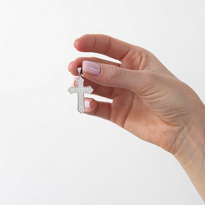 Серебряный крестик с фианитами 132008 №2