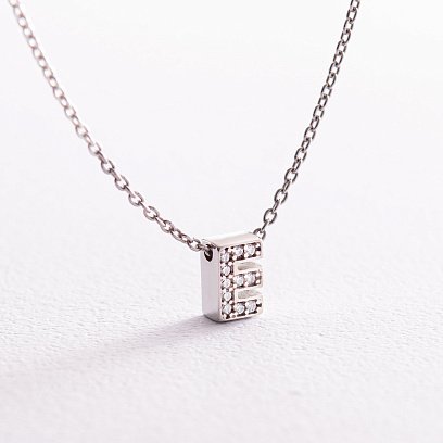 Срібне кольє з літерою "Е" з фіанітами 1103 Е