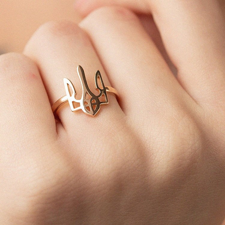 Кольцо  "Герб Украины - Тризуб" в красном золоте к07098 от ювелирного магазина Оникс - 9