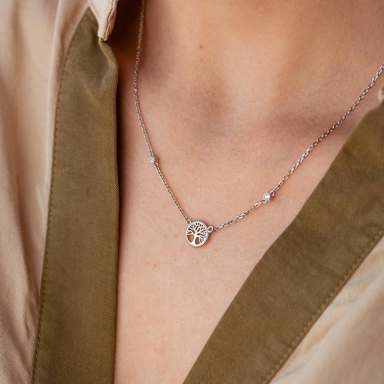 Серебряное колье "Древо жизни" (фианит) 18816 от ювелирного магазина Оникс - 7