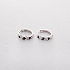 Срібні сережки - кільця з сердечками (емаль, фіаніт) 122455 от ювелирного магазина Оникс