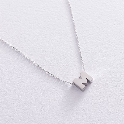 Кольє з буквою "М" в білому золоті кол01254М №4