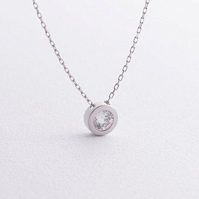 Серебряное колье с фианитом 18556