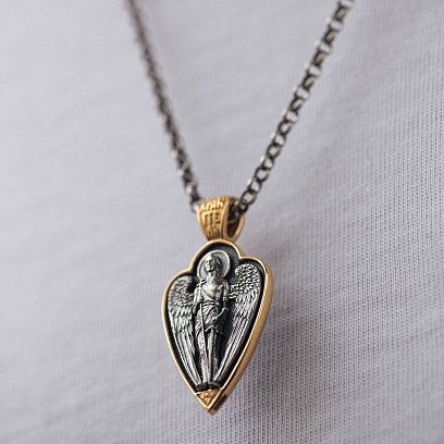 Серебряная подвеска "Ангел" с позолотой 131559 №4