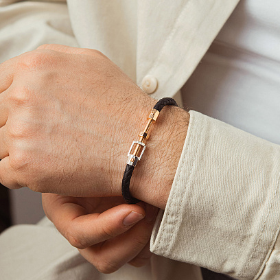 Каучуковый браслет из красного и белого золота б05812 №2