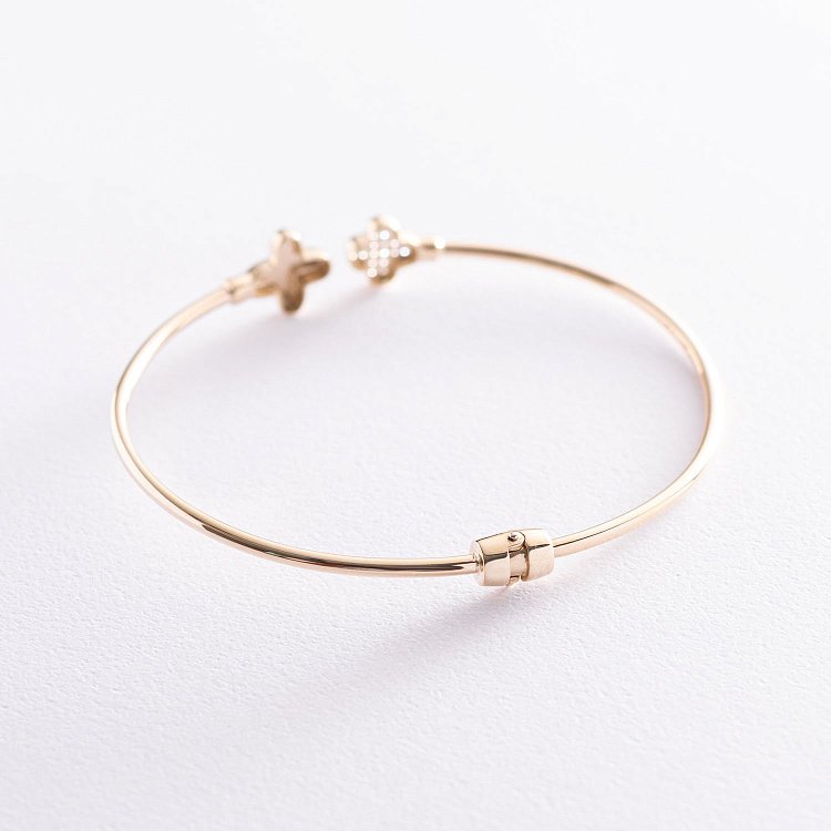 Золотой браслет "Клевер" (фианит) б04494 от ювелирного магазина Оникс - 2