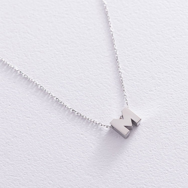 Кольє з буквою "М" в білому золоті кол01254М від ювелірного магазину Онікс - 3