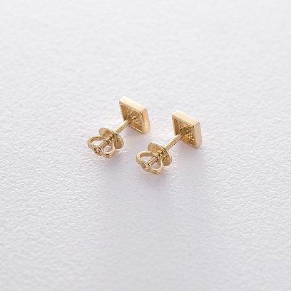 Золотые серьги-пусеты "Ромбы" с06227 №3