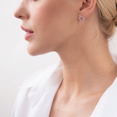 Срібні сережки "Кругообіг" з фіанітами OR116150 №7