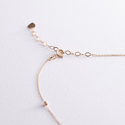 Колье "Сердечки" с черными фианитами (желтое золото) кол02271 №5