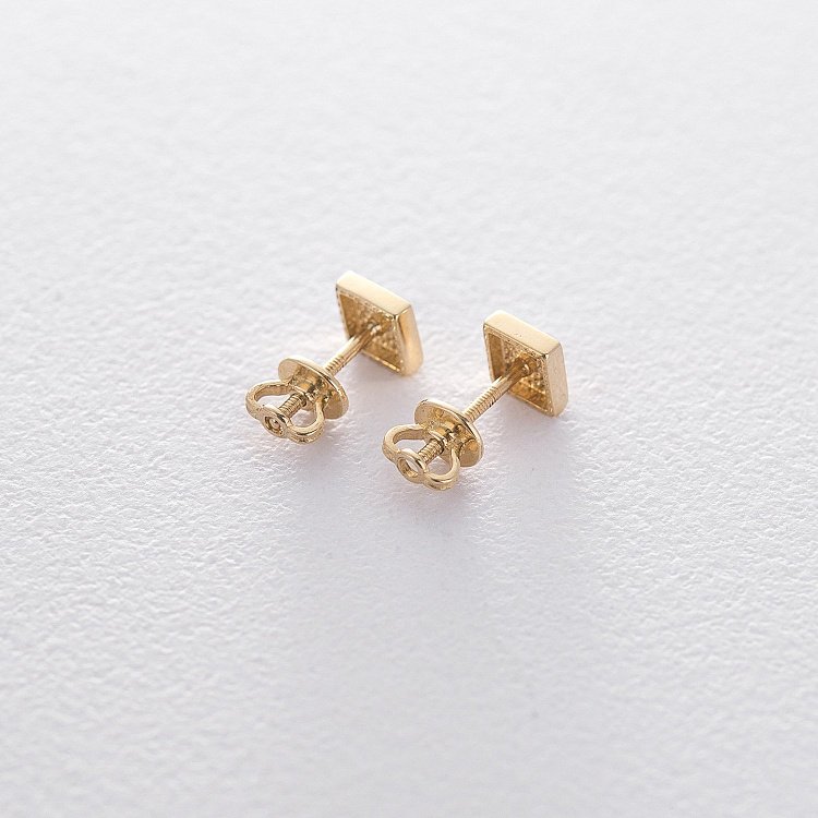 Золотые серьги-пусеты "Ромбы" с06227 от ювелирного магазина Оникс - 2