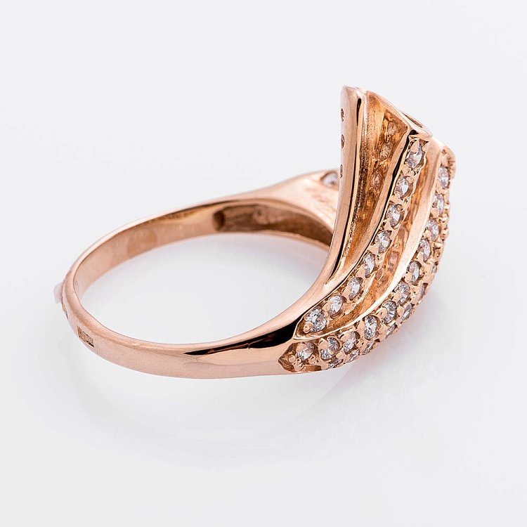 Золота каблучка з фіанітами к01687 - 2 Золота каблучка з фіанітами к01687 від ювелірного магазину Онікс - 2