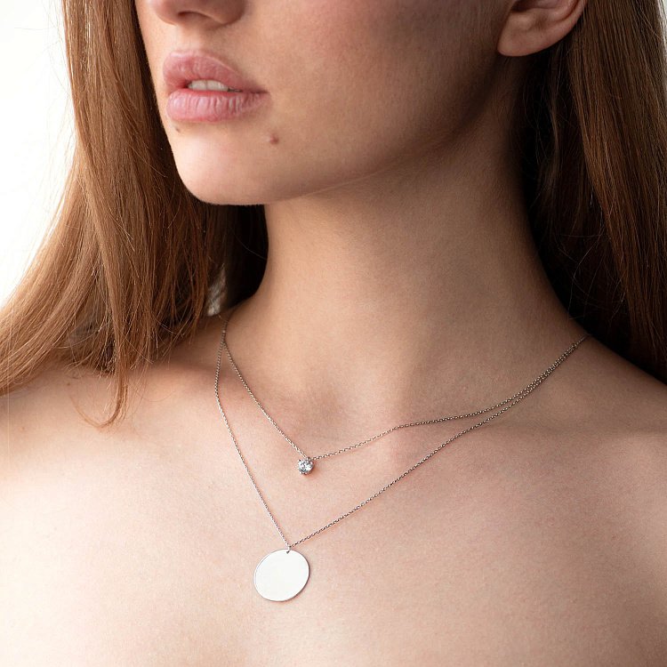 Кольє з фіанітом в білому золоті (можливе гравіювання) кол01679 від ювелірного магазину Онікс