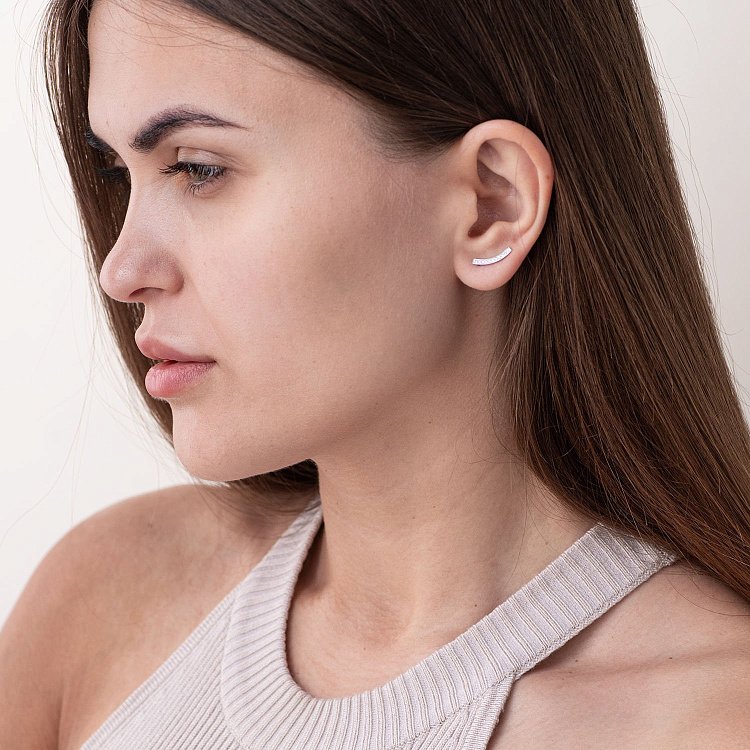 Золоті сережки - клаймбери (діаманти) 102-10065b від ювелірного магазину Онікс - 2