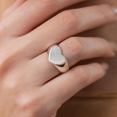 Серебряная печатка "Сердечко" (возможна гравировка) 112695 №17