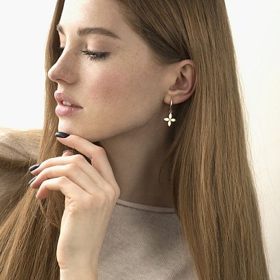 Сережки "Конюшина" в жовтому золоті с07107 №2