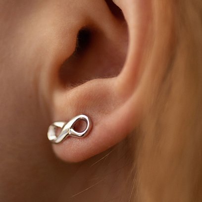 Золоті сережки - пусети "Нескінченність" с07071 №3